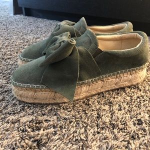 Sage green platform espadrilles